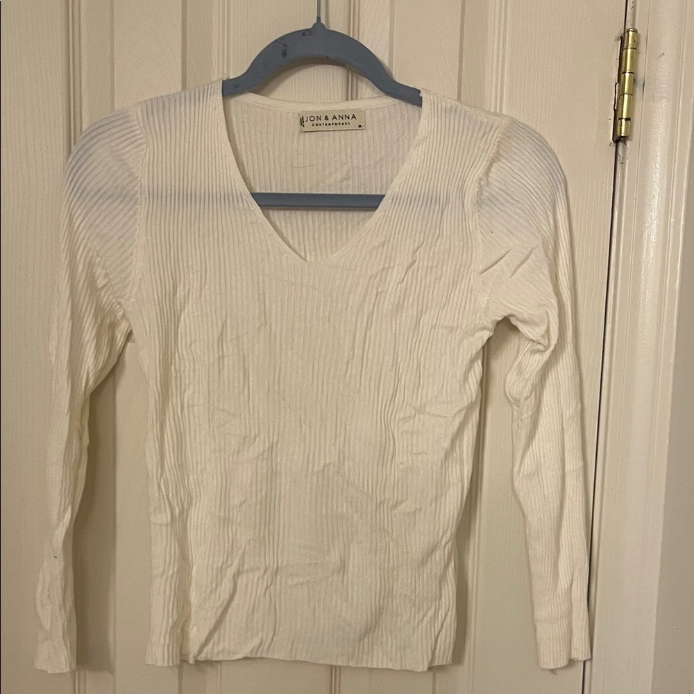 Jon & Anna Cream Ribbed Top